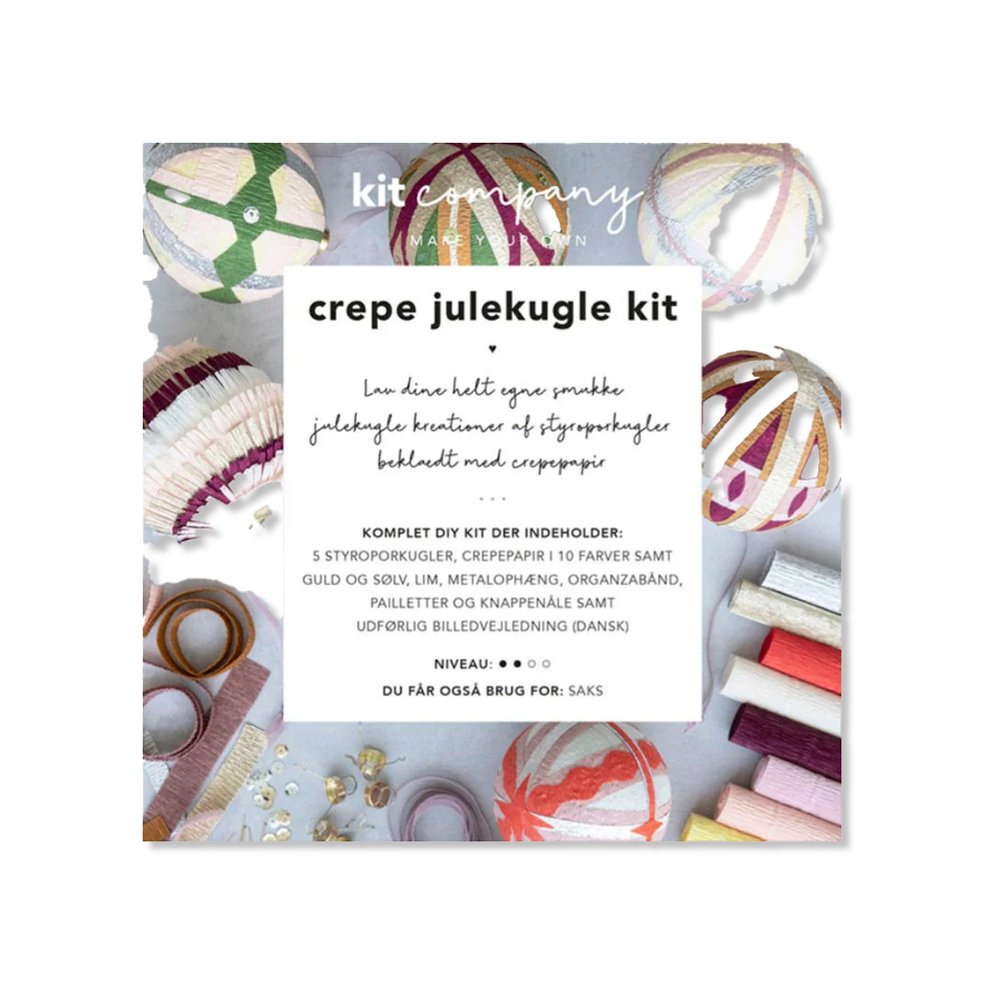 Crepe julekugle kit kerst