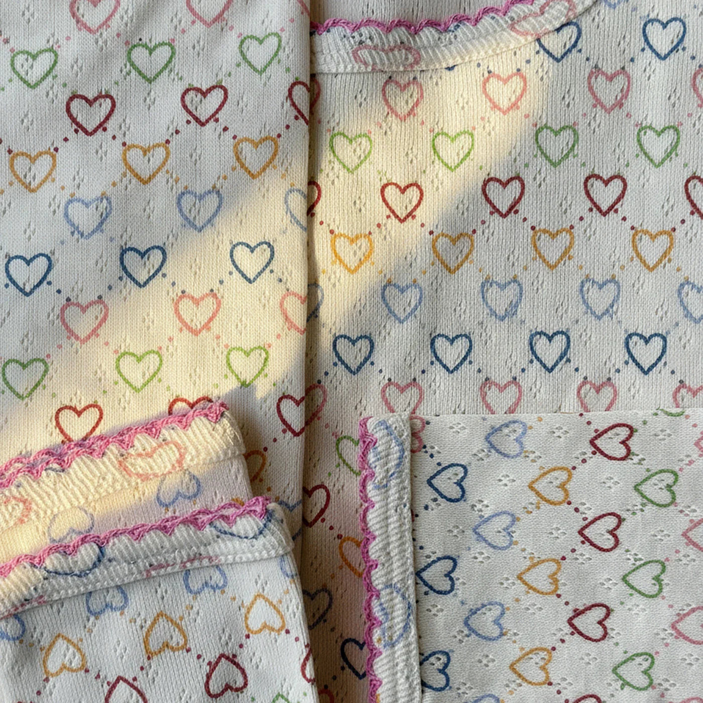 Pointelle hearts Blouse